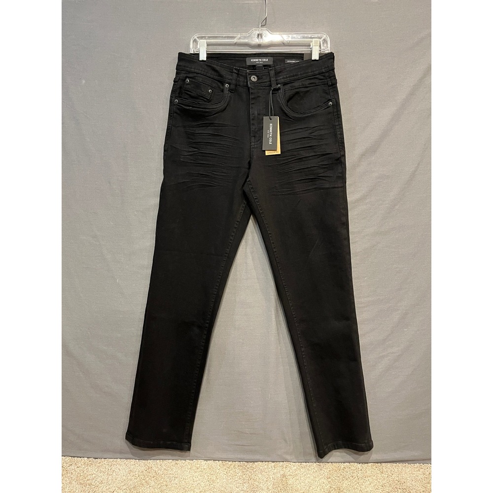 Kenneth Cole Straight Fit Jeans Mens 30x30 Black Stretch Denim New With Tags
